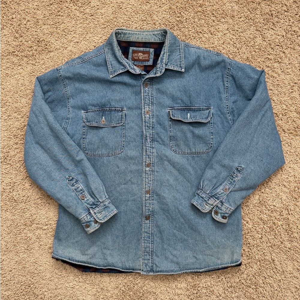 VTG 90s Levi’s Strauss Men's Denim Shirt Jacket Sherpa Fleece Lined BLUE Size XL